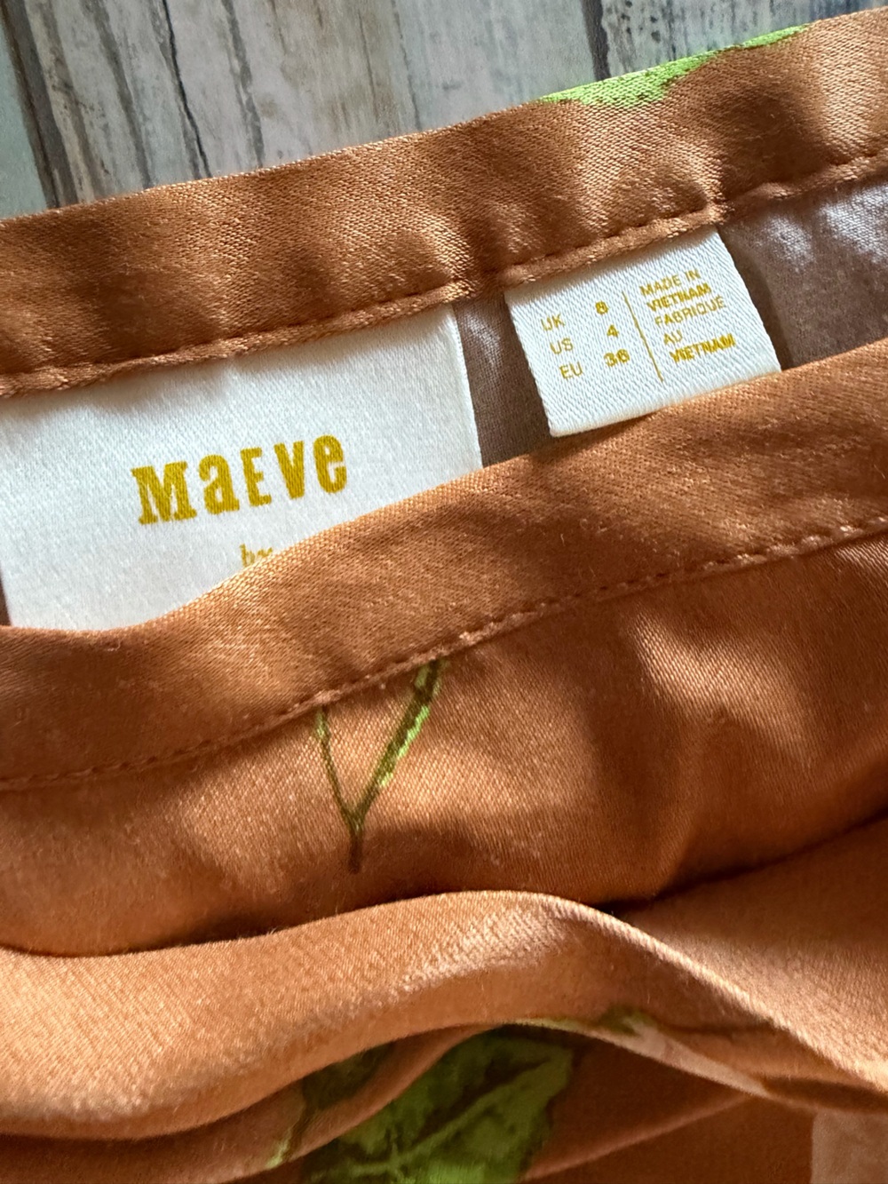 Maeve Rust Floral Wrap Skort with Green Leaf Detail - Picture 4 of 9